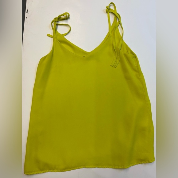 High Street chartreuse tie spaghetti strap vneck camisole top blouse women's XS - Picture 2 of 7